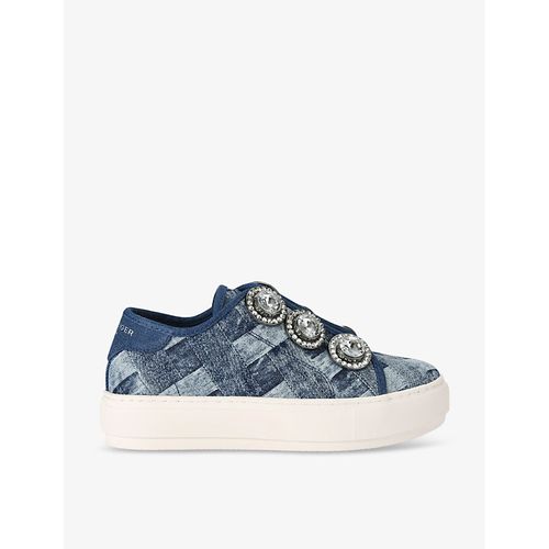 Womens Denim Laney Octavia Crystal-embellished Woven Low-top Trainers