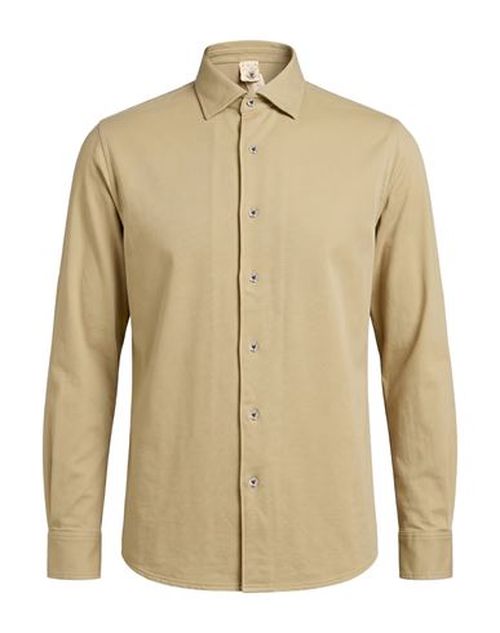 Man Shirt Sage green Size 44 Cotton, Elastane