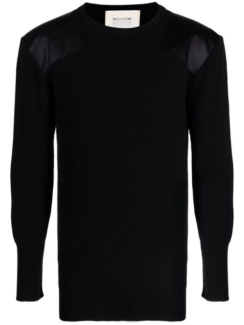 Contrasting-patches ribbed-knit jumper - Black