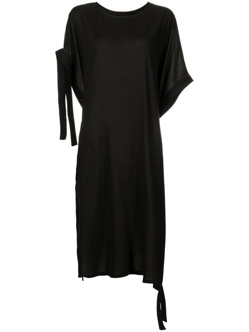 Buttoned side-tie midi dress - Black