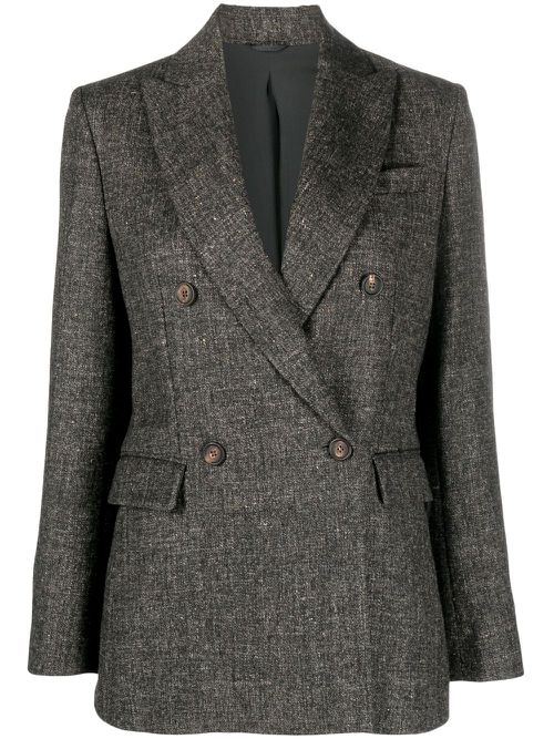 Double-breasted button-fastening blazer - Grey
