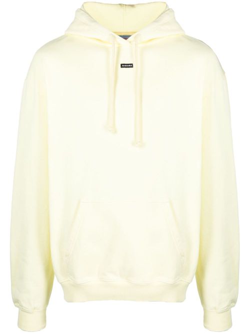 Logo-print cotton hoodie - Yellow