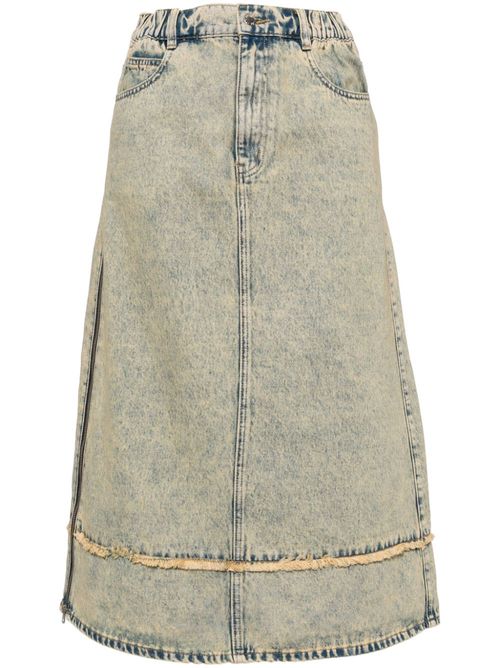 Washed denim midi skirt - Blue
