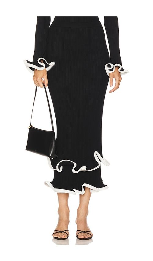 SIMKHAI Millie Midi Skirt in Black. S. Also in