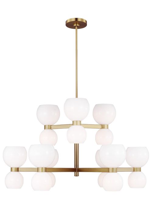 Visual Comfort Studio Londyn 18-Light Chandelier in Burnished Brass With Milk White Glass by Kate Spade New York
