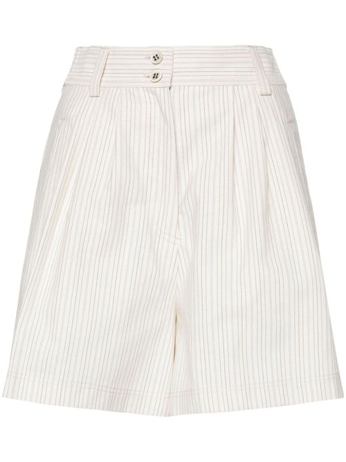 Pinstriped cotton-blend shorts - Neutrals