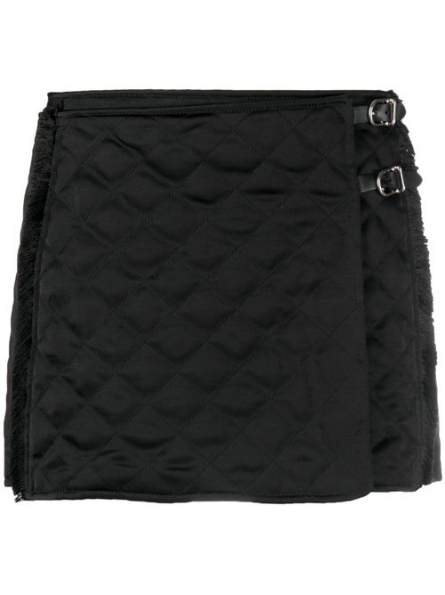 Quilted wrap-style mini skirt - Black