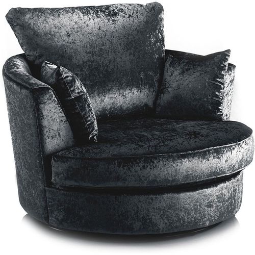 Crystal Crushed Velvet Swivel Chair 360 Rotation Foam Single Seater