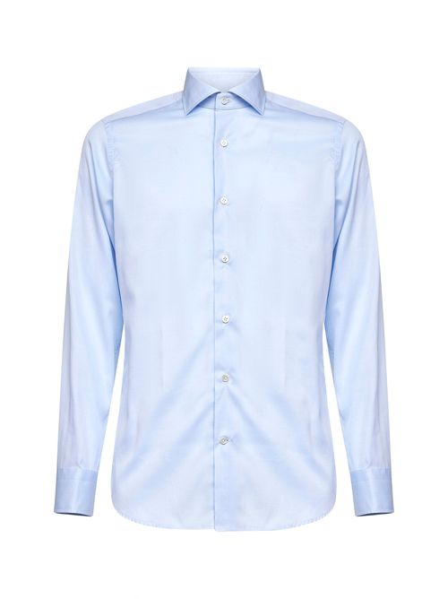 Stretch Cotton Poplin Shirt — Blue