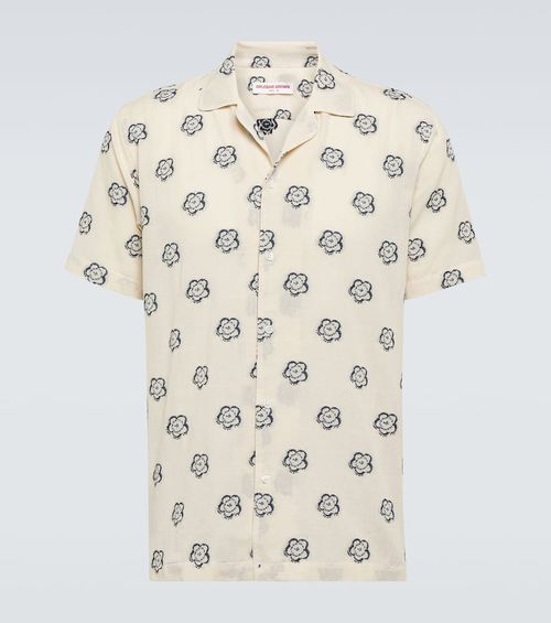 Marne cotton-blend jacquard bowling shirt
