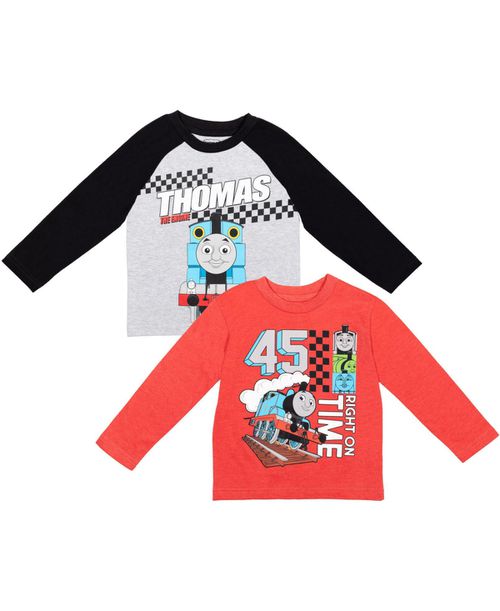 Boys Tank Engine 2 Pack T-Shirts to - Gray/red