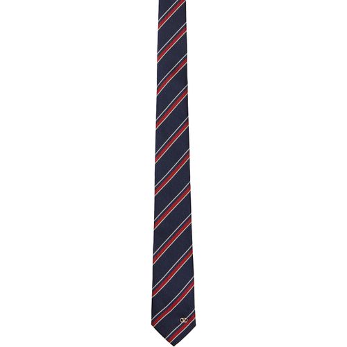 Navy & Red Valentie Jacquard Regimental Silk Tie