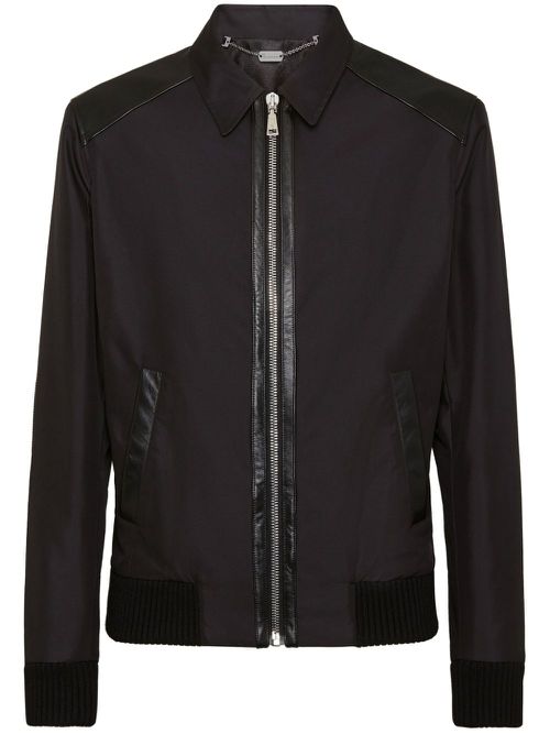 Leather-trim bomber jacket - Black