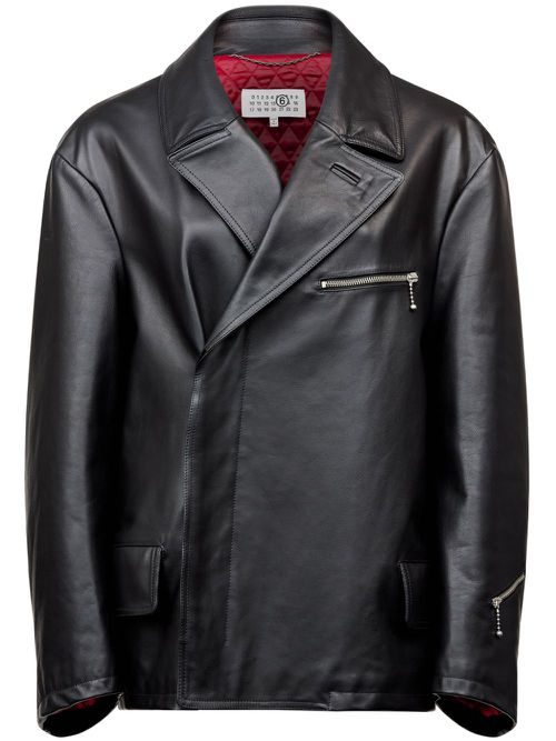 Zip-detailing leather jacket - Black