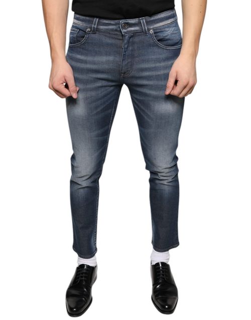 Washed Cotton Skinny Denim Jeans — Blue