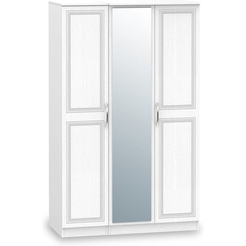 Killgarth 3 Door Triple Wardrobe with Mirror | White or Oak Effect