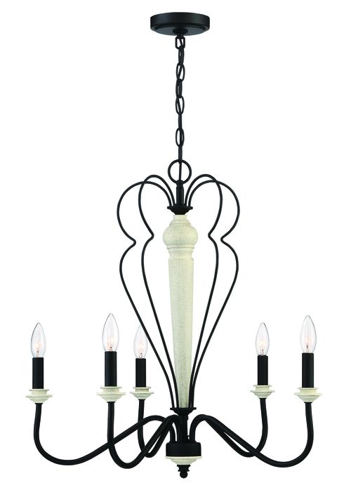 Cottage White Espresso Five Light Chandelier from the Anna Collection