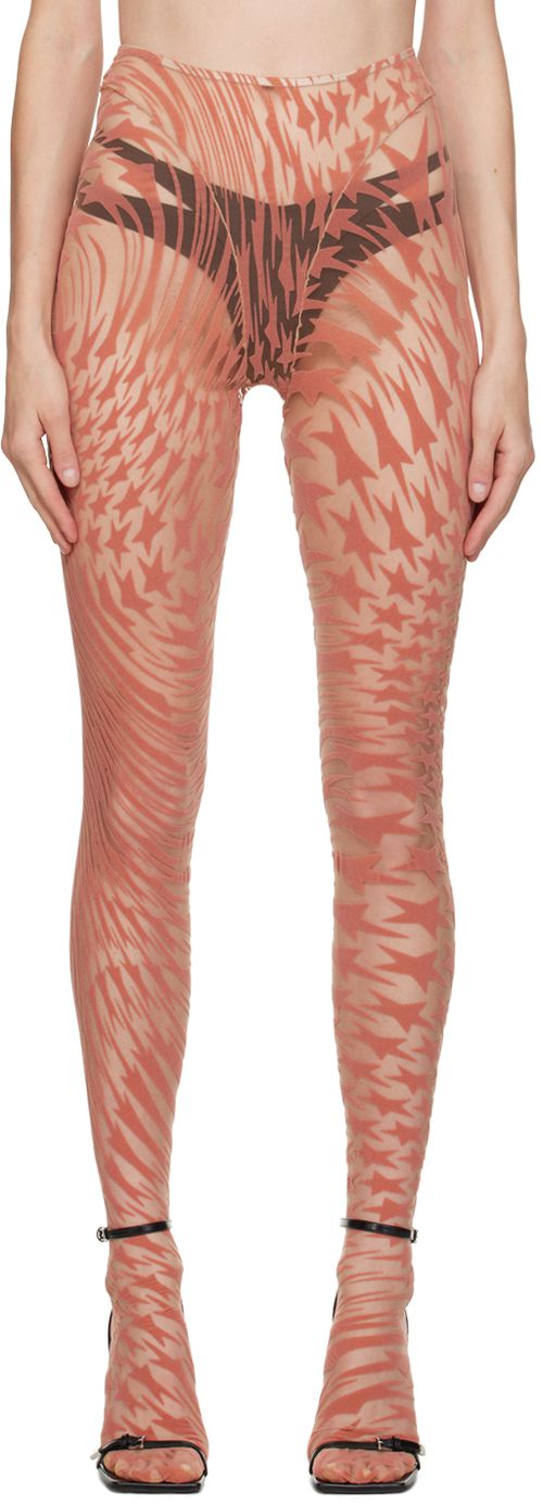 Mugler Pink Flocked Leggings