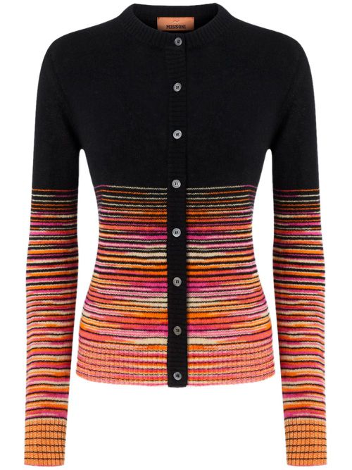 Dégradé-effect cashmere cardigan - Black