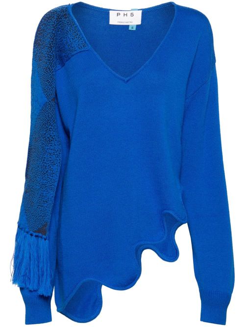 Asymmetric wool sweater - Blue