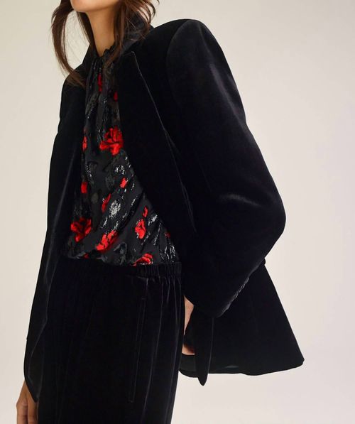 Velvet Tailored Jacket In Black