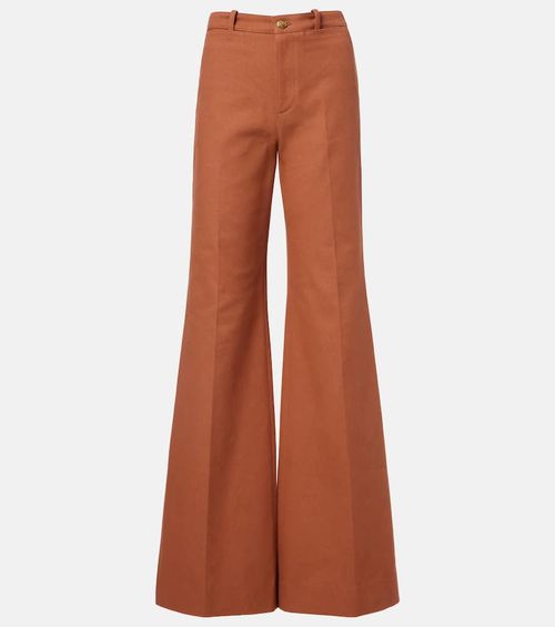 Chloé High-rise cotton canvas flared pants