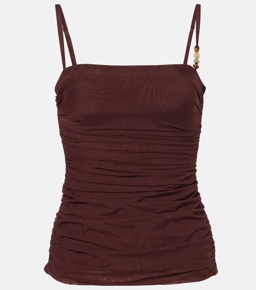 Gathered jersey tank top