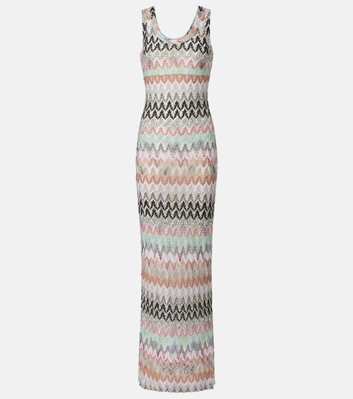 Sequined knitted lamé gown