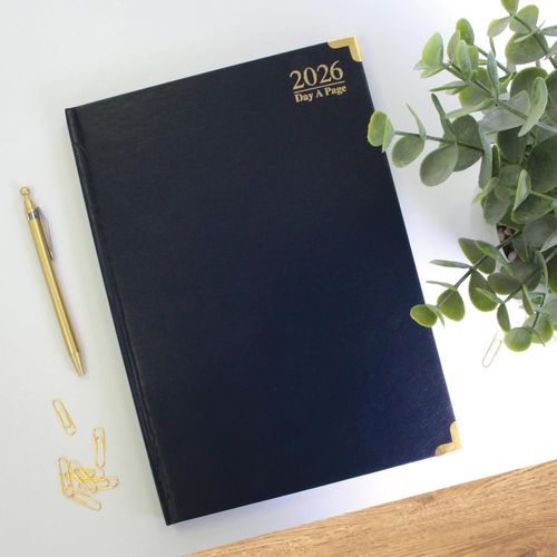 TEMU 2026 Diary A4 Day A Page Dairy With And Sunday Black/blue With Matching Ribbon