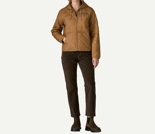 Diamond Quilted Bomber Hoodie Jacket In Deer Brown