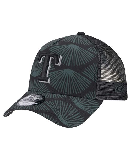 Men's Black Texas Rangers 9FORTY A-Frame Trucker Adjustable Hat - Black