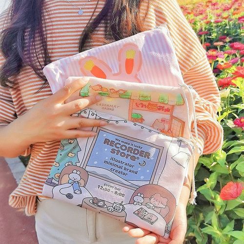 Ins Korean Storage Bags Organizer Makeup Bag Handbags Portable Cartoons Women's Cosmetic High Capacity Travel Home Organization