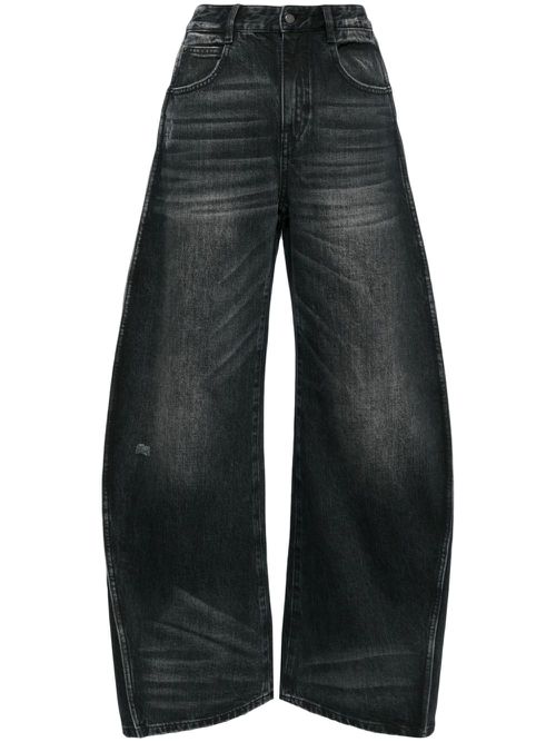 Side-stripe wide-leg jeans - Black
