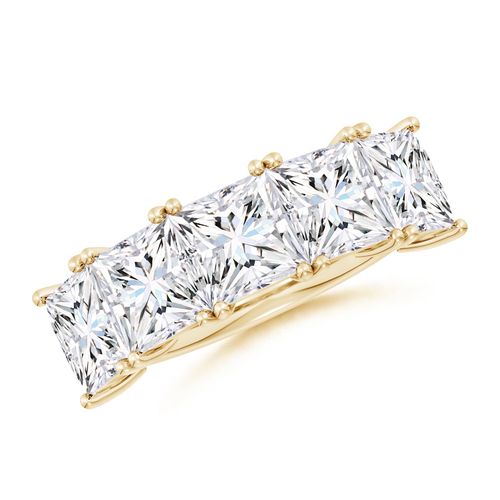 Angara 8.5 CTW Lab-Grown Princess-Cut Diamond Five Stone Classic Anniversary Ring in 18K Yellow Gold