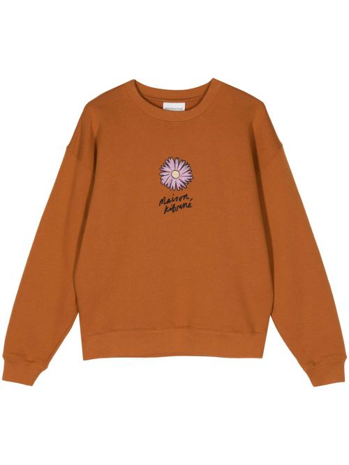 Floating Flower cotton sweatshirt - Brown