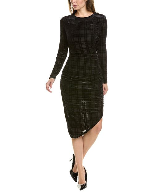 plum long sleeve midi dress AX PARIS DARK PLUM LONG SLEEVE RING DETAIL WRAP MIDI DRESS