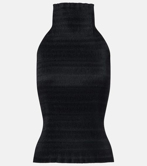 Shirred turtleneck top