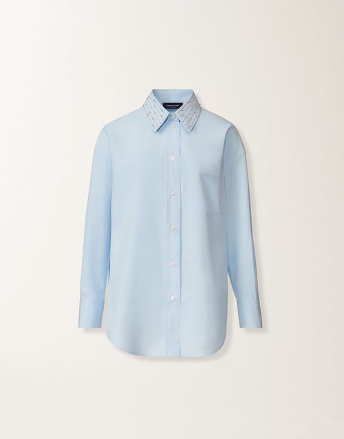 Long sky blue poplin shirt