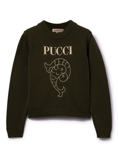 Pesci-print jumper - Green