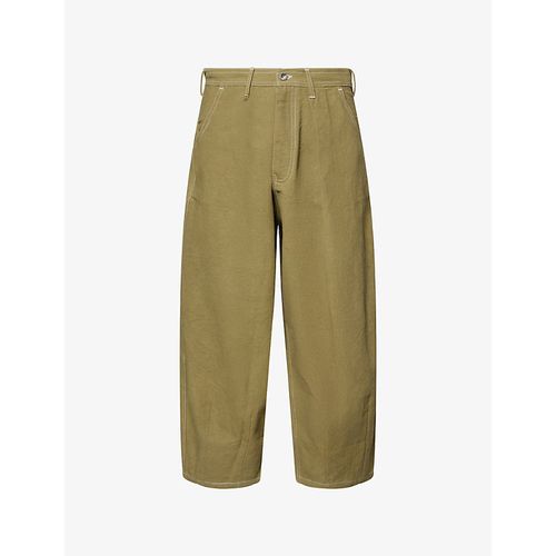 Mens Lush Pleated Wide-Leg Denim Jeans