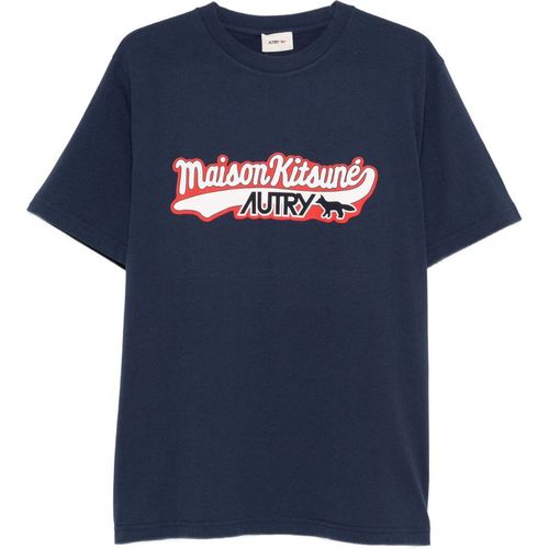 Autry X Maison Kitsune Logo katoenen t -shirt