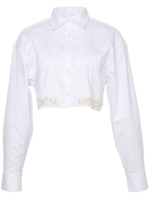 Lace-trimmed cropped shirt - White