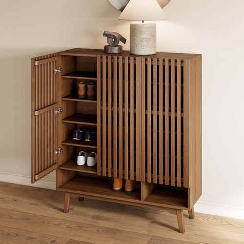 Ingrid 47" Mid Century Modern Black Shoe Storage