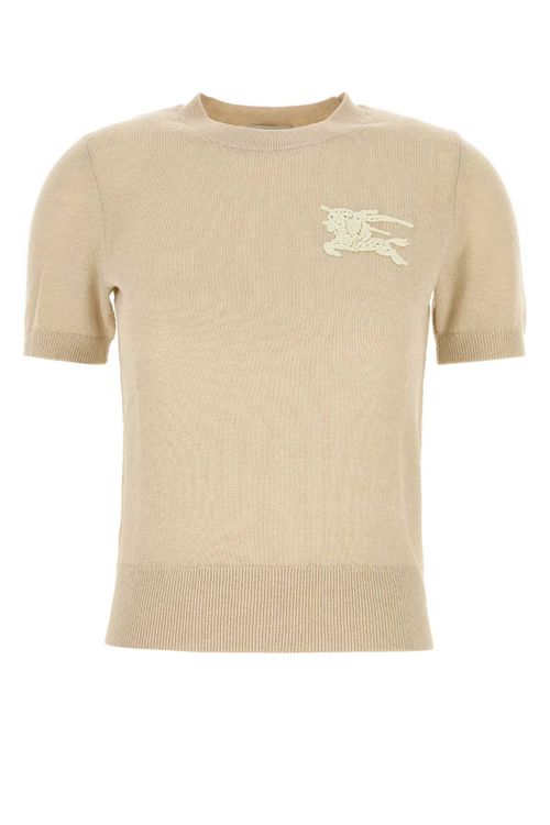 Wool-Blend Crew-Neck Sweater — Beige