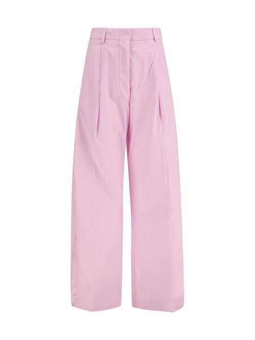 Wide-Leg Cotton Trousers — Pink