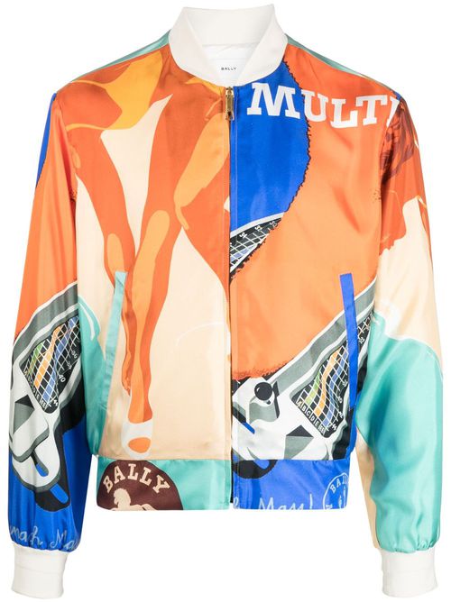 Graphic-print bomber jacket - Orange
