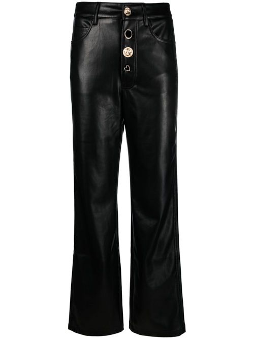 Button-embellished high-waist trousers - Black