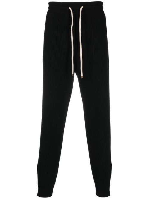 Ribbed cashmere track pants - Black