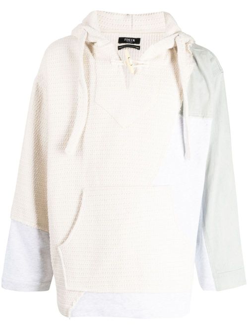 Layered-design cotton hoodie - White