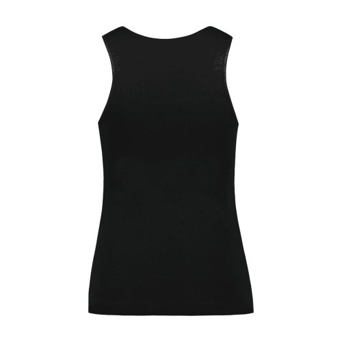 Fitted Ruffle-Trimmed Cotton Tank Top — black